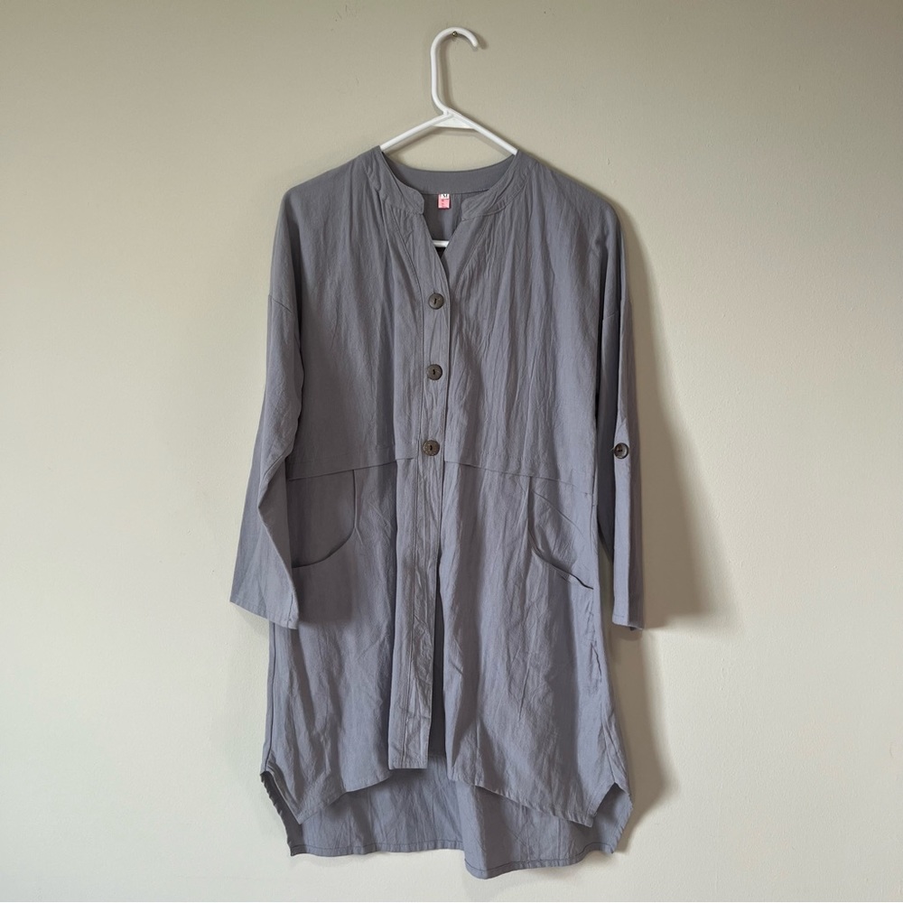 Romwe. Lightweight cover up cardigan blouse grey/ purple color loose fit
